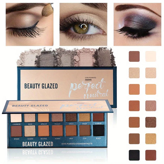 BEAUTY GLAZED 14 Colors Eyeshadow Palette Matte High Pigmentednude Color Waterproof Long Lasting Neutral Cream Makeup Palette