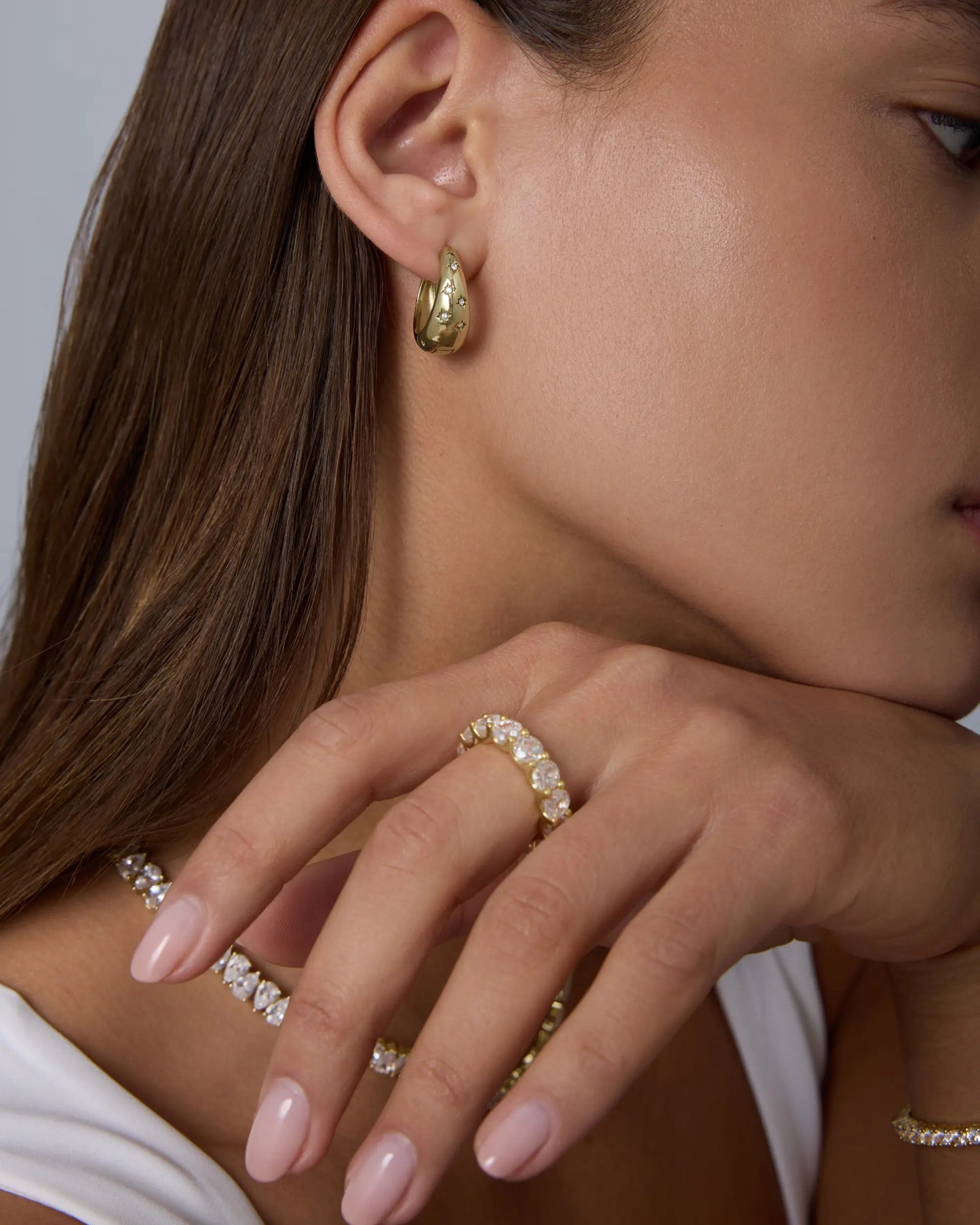PAVOI Waterproof Chunky Hoop Earrings for Women - 14K Gold Plated Starbust Huggie Hoop Earrings with Cubic Zirconia - Stainless Steel Trendy Summer Jewelry