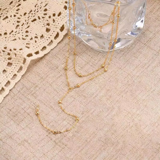 Stainless Steel Lariat Necklace Gold Plated, Dainty Long Necklace Laryered Necklaces for Women Girls, Y Shape Drop Pendant