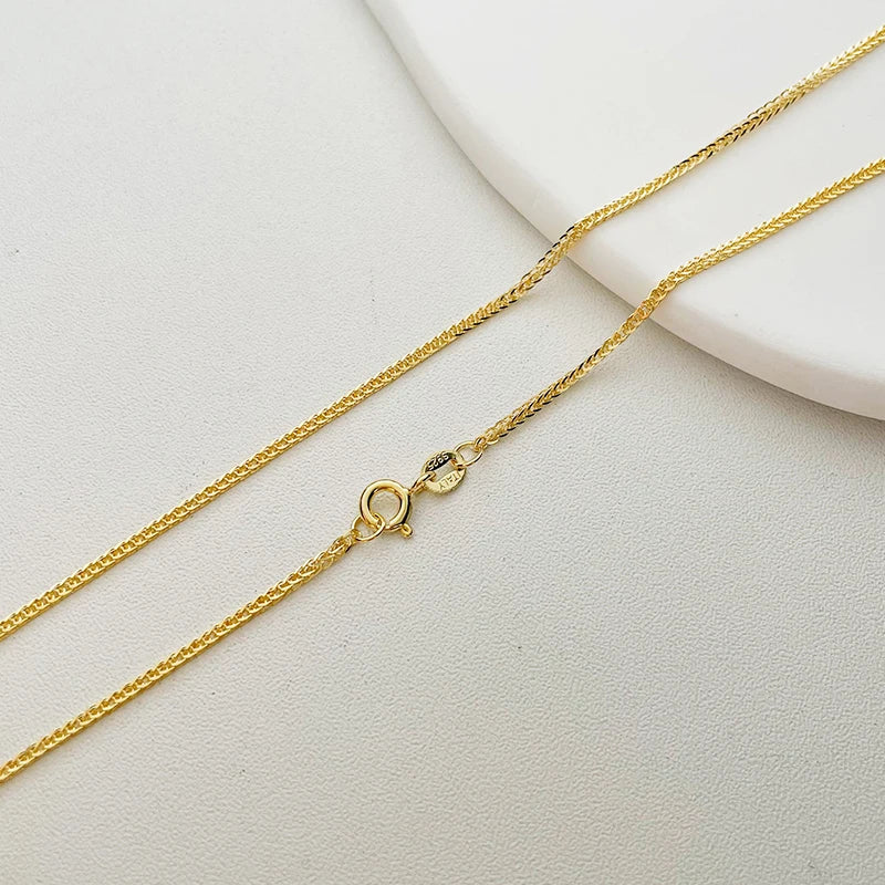 35-90Cm 1.5Mm 925 Sterling Silver Gold Color Chopin Chain Necklace Women Girls Italy Jewelry Kolye Collane Collier Ketting