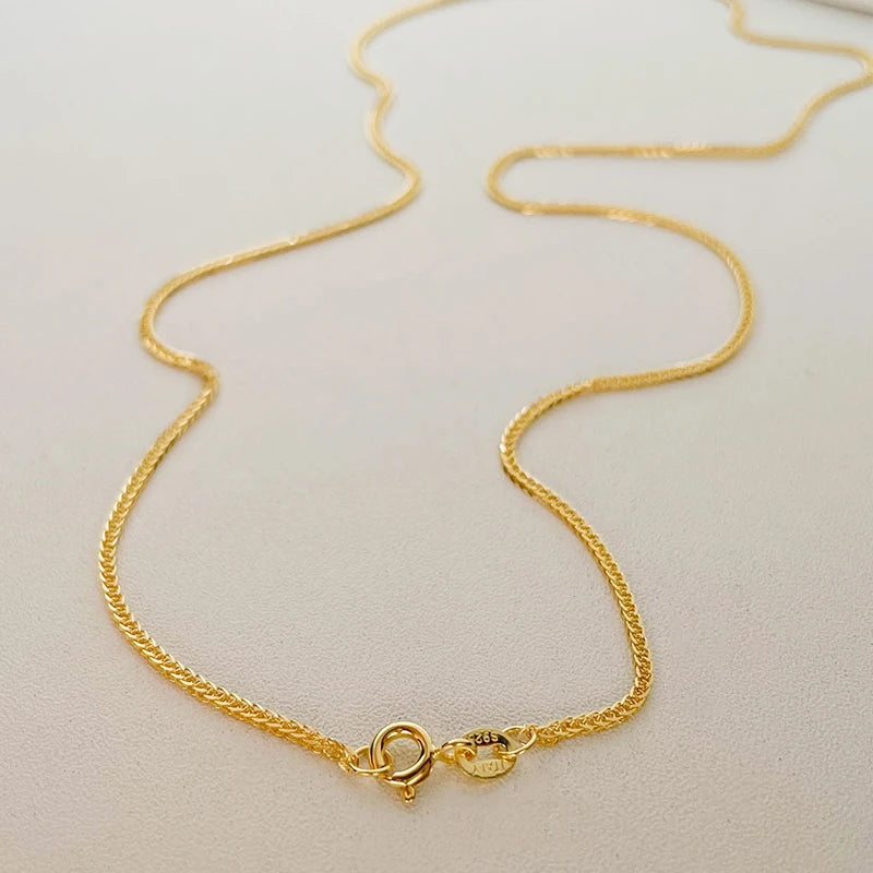 35-90Cm 1.5Mm 925 Sterling Silver Gold Color Chopin Chain Necklace Women Girls Italy Jewelry Kolye Collane Collier Ketting