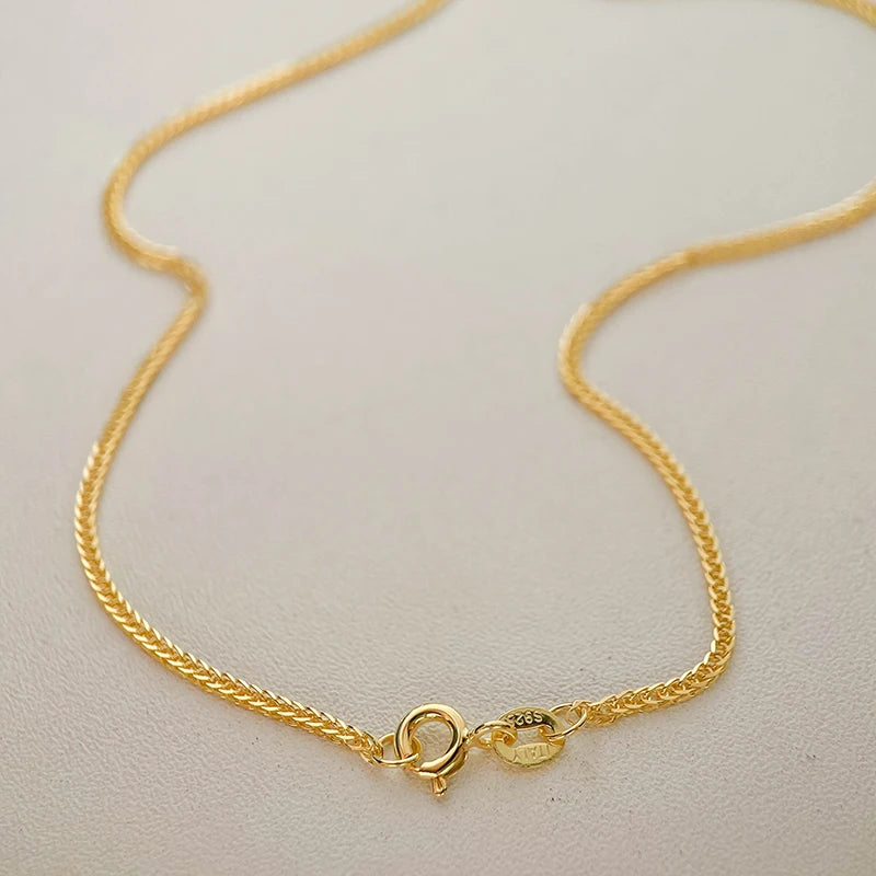 35-90Cm 1.5Mm 925 Sterling Silver Gold Color Chopin Chain Necklace Women Girls Italy Jewelry Kolye Collane Collier Ketting